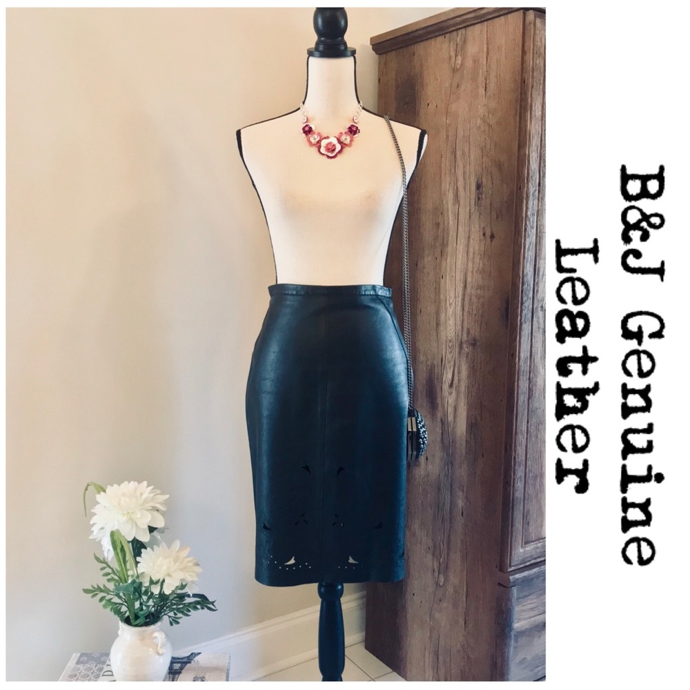B&J GENUINE LEATHER Artisan Style Pencil Skirt